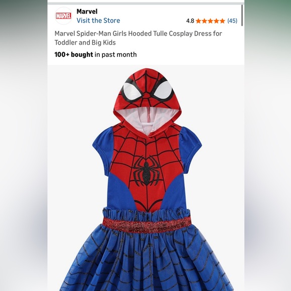 Marvel Spider-Man Girls Cosplay Dress Size 4T spider girl Halloween costume - Picture 3 of 4